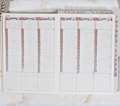 2026 HOBONICHI COUSIN Yearly Index Date Strips - Colorful || A5 Cousin, Day Free, Monthly Headers, Calendar Stickers, Year At A Glance