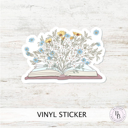 FLORAL BOOK STICKER || Reading, Book Lover Gift, Bookish, Journal Sticker, Kindle Stickers