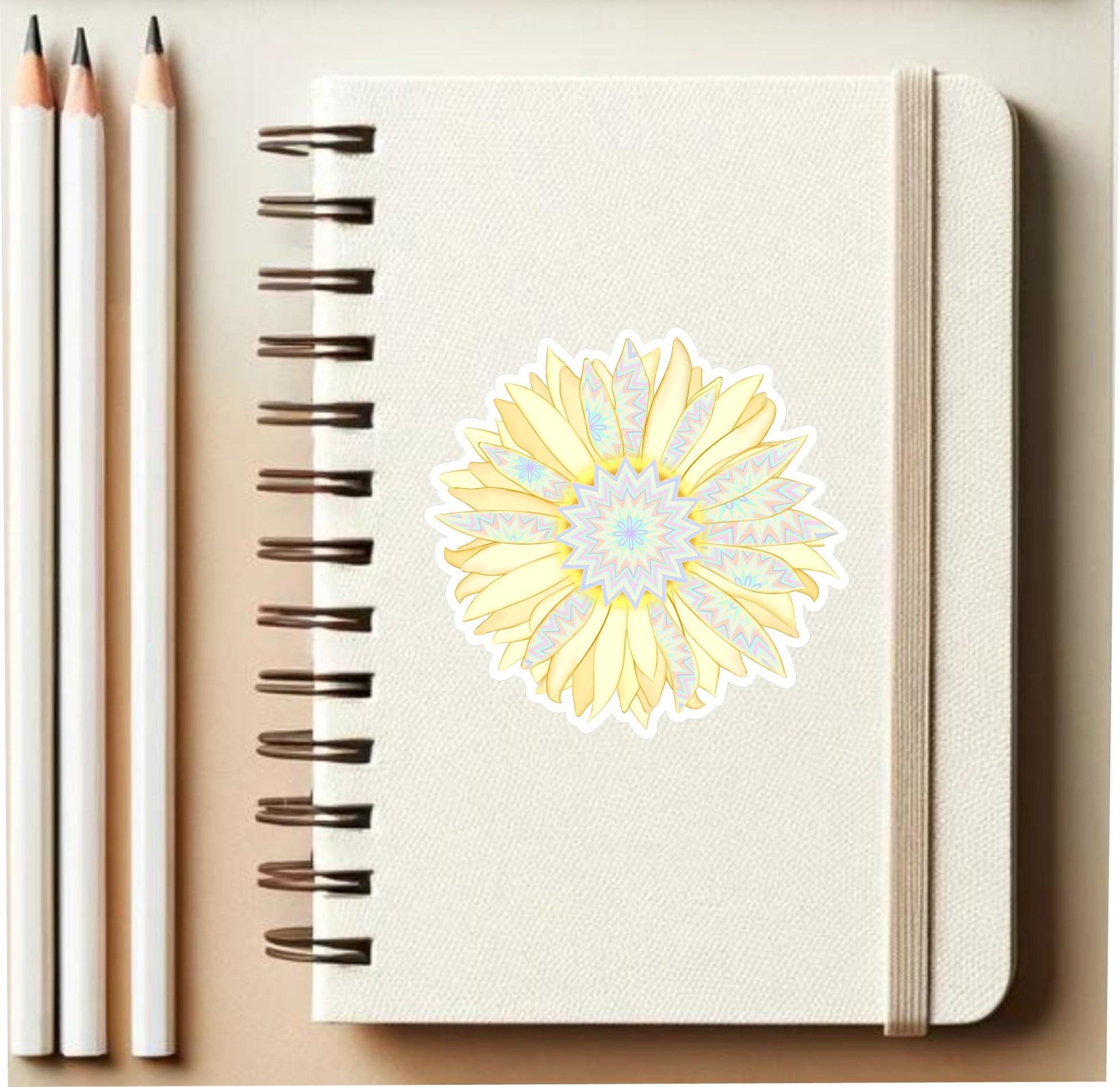 Golden Sunburst Vinyl Sticker || Boho Sunflower Mandala Decal