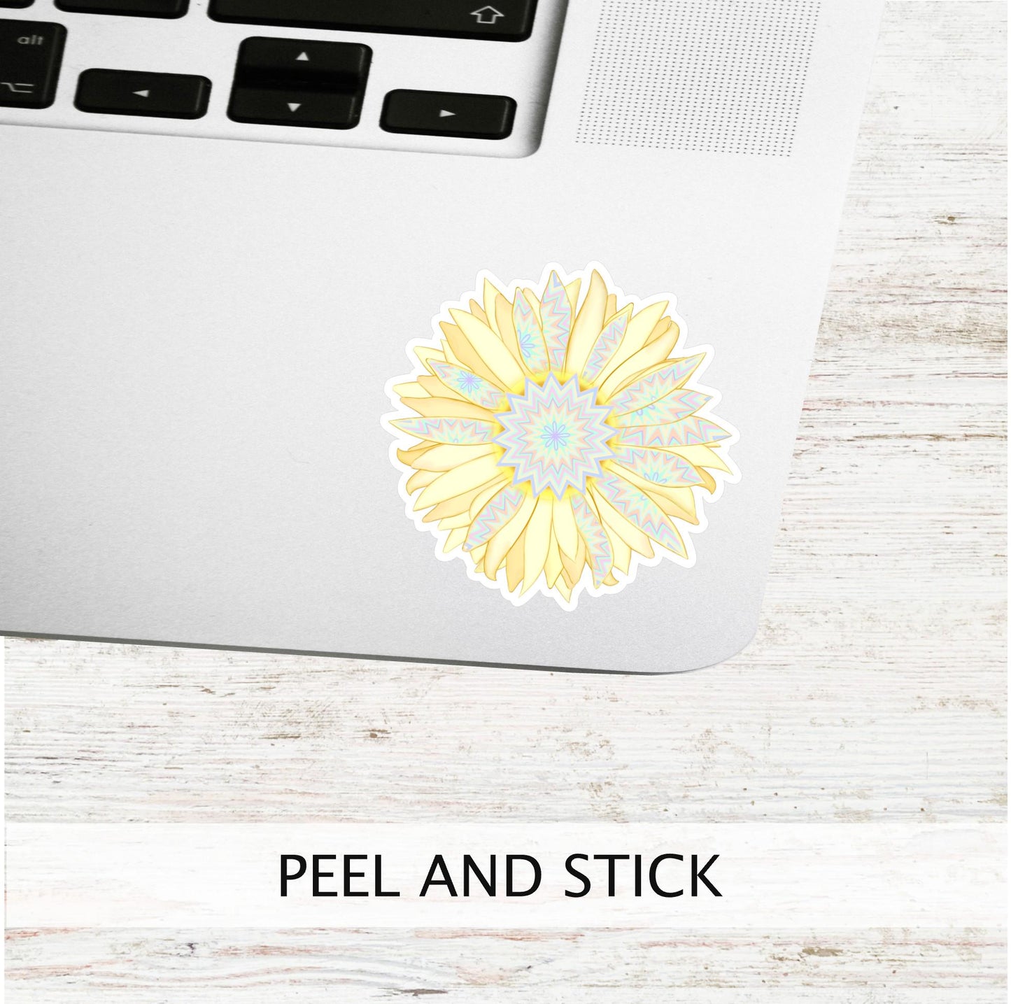 Golden Sunburst Vinyl Sticker || Boho Sunflower Mandala Decal