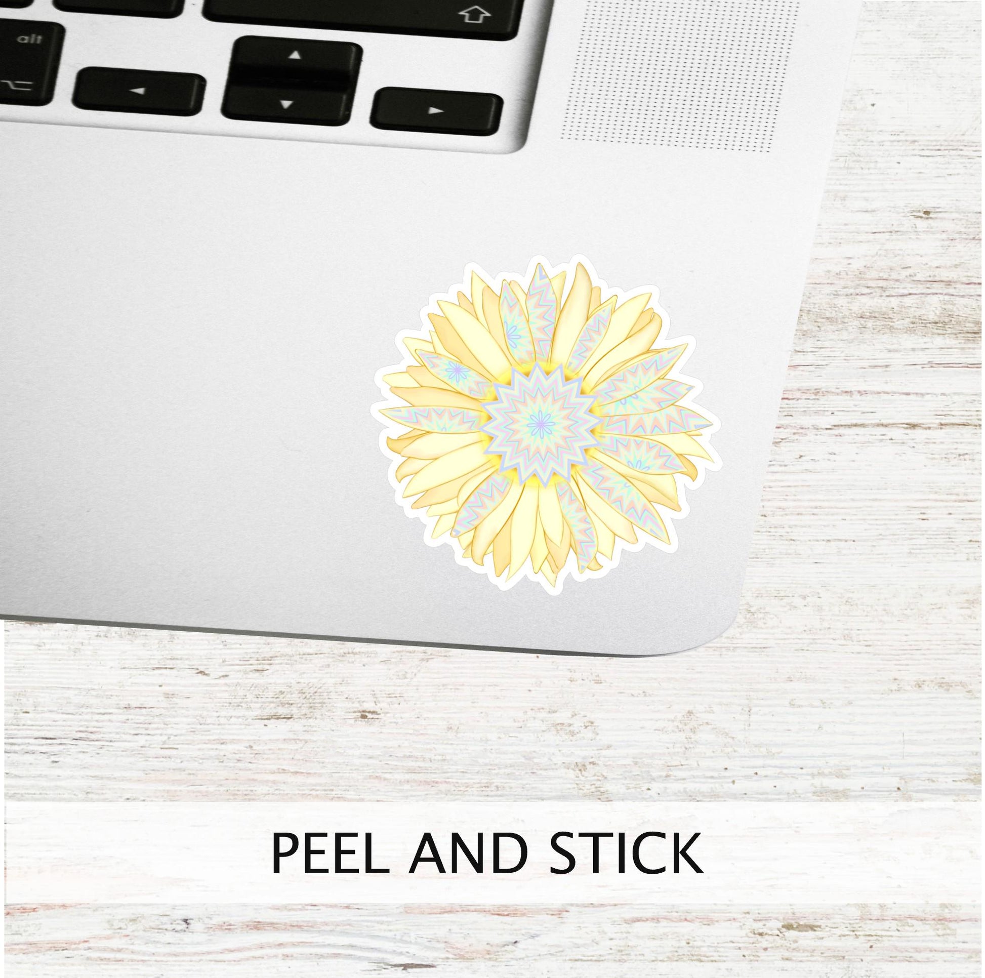 Golden Sunburst Vinyl Sticker || Boho Sunflower Mandala Decal