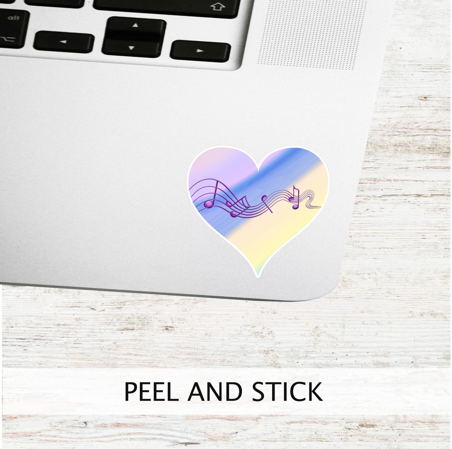 MUSIC HEART Vinyl Sticker || Harmony Note Sticker, Pastel Heart Decal, Aesthetic Music Lover Gift, Laptop Sticker, Water Bottle Sticker