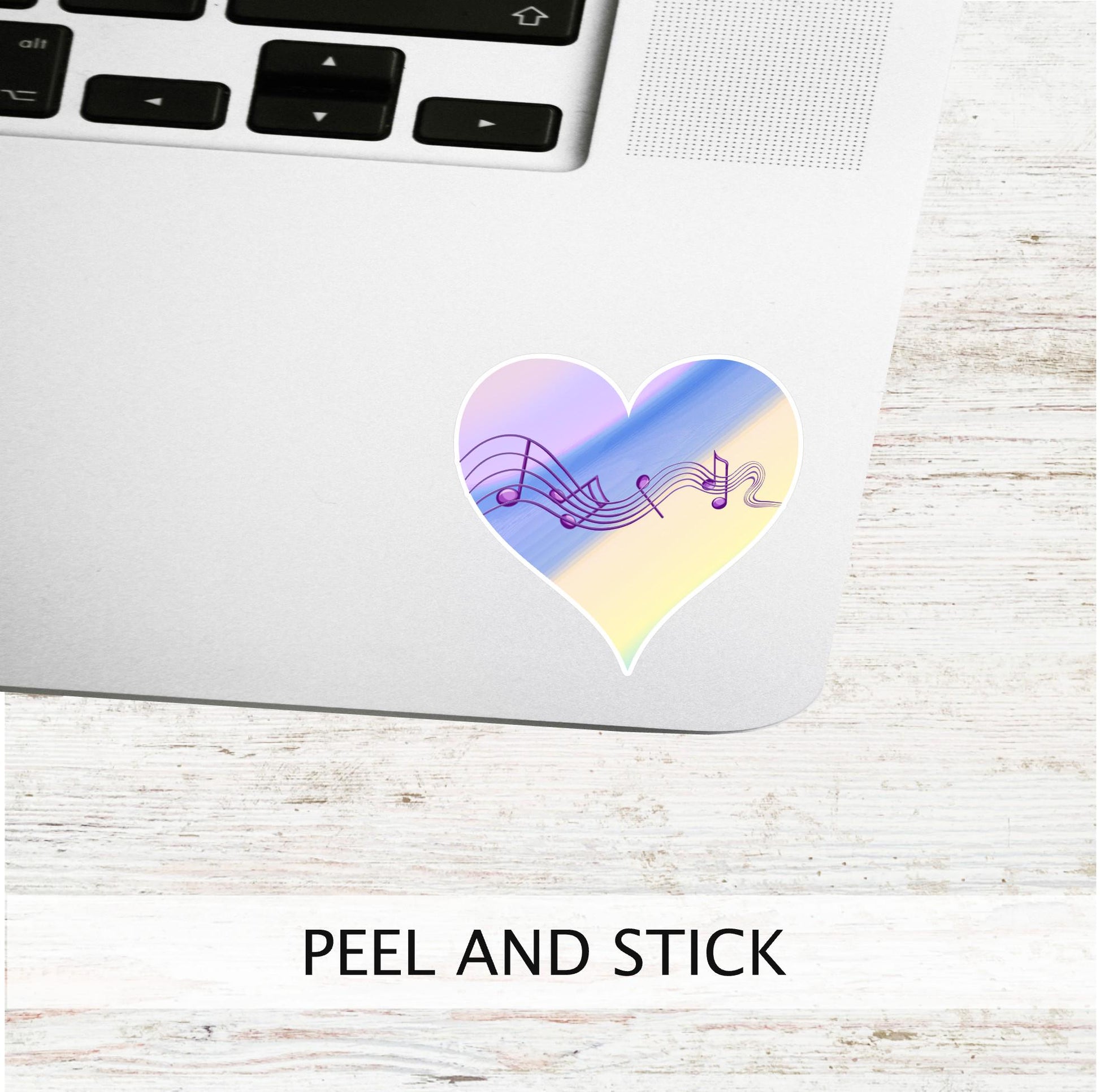 MUSIC HEART Vinyl Sticker || Harmony Note Sticker, Pastel Heart Decal, Aesthetic Music Lover Gift, Laptop Sticker, Water Bottle Sticker