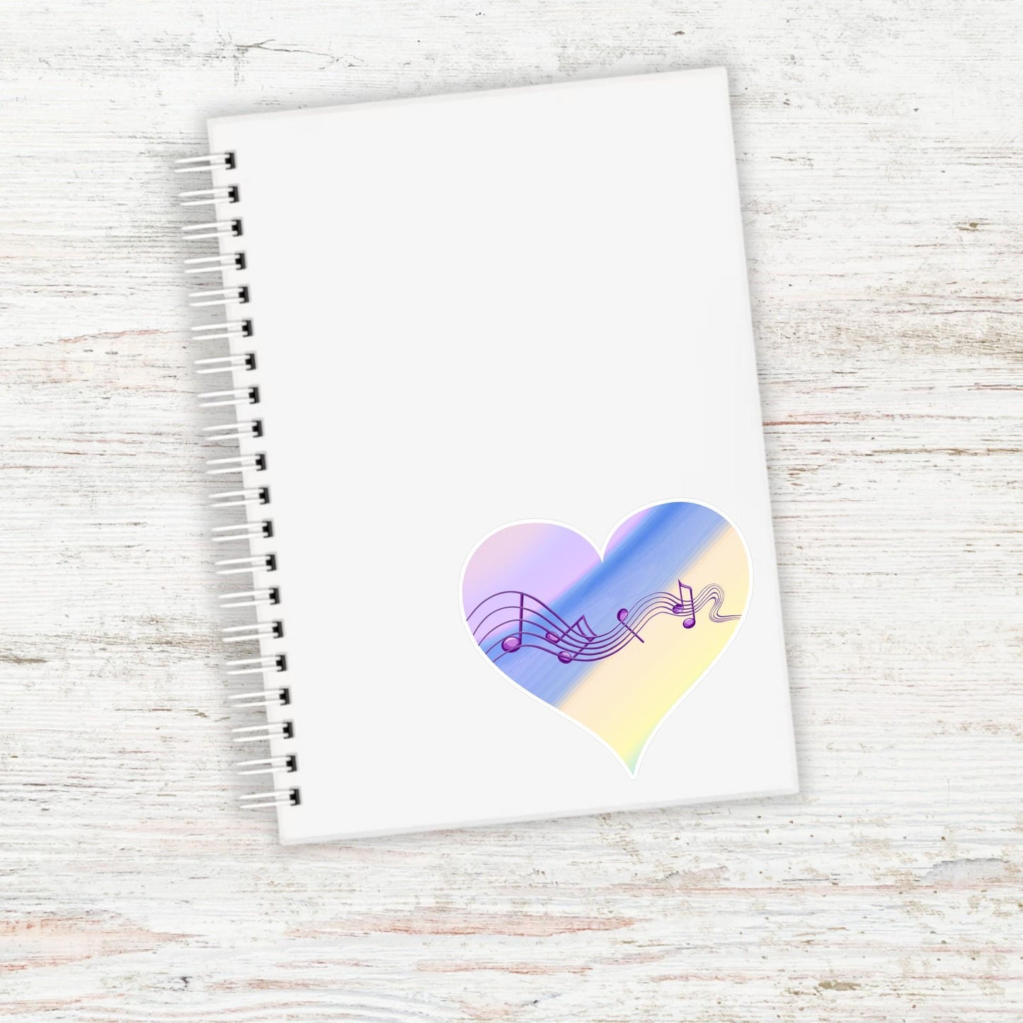 MUSIC HEART Vinyl Sticker || Harmony Note Sticker, Pastel Heart Decal, Aesthetic Music Lover Gift, Laptop Sticker, Water Bottle Sticker