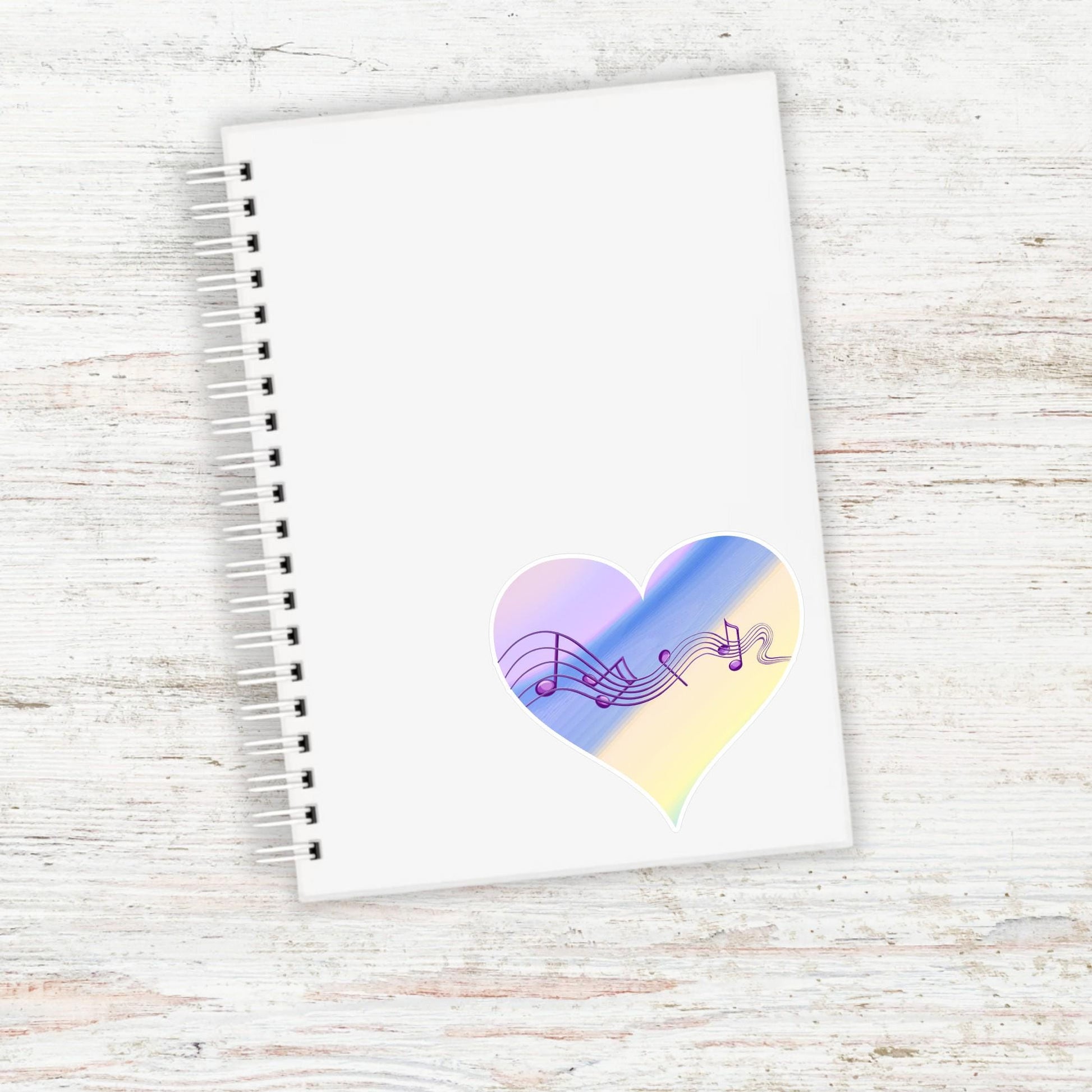 MUSIC HEART Vinyl Sticker || Harmony Note Sticker, Pastel Heart Decal, Aesthetic Music Lover Gift, Laptop Sticker, Water Bottle Sticker