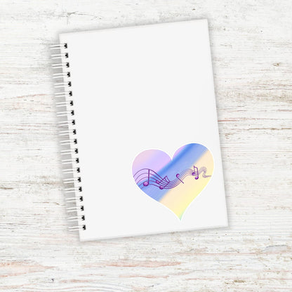 MUSIC HEART Vinyl Sticker || Harmony Note Sticker, Pastel Heart Decal, Aesthetic Music Lover Gift, Laptop Sticker, Water Bottle Sticker