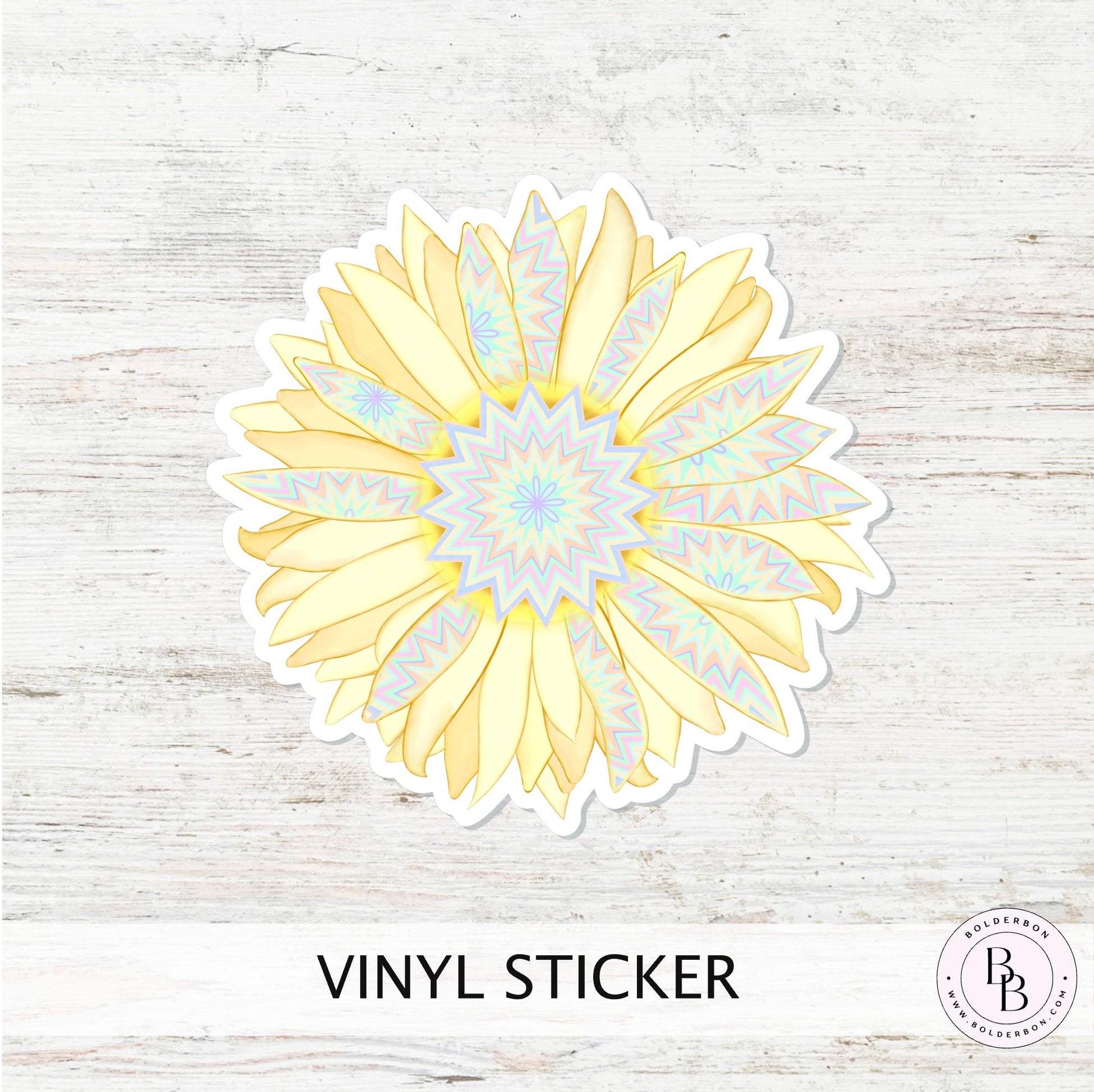 Golden Sunburst Vinyl Sticker || Boho Sunflower Mandala Decal