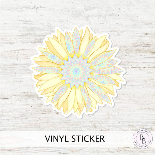 Golden Sunburst Vinyl Sticker || Boho Sunflower Mandala Decal