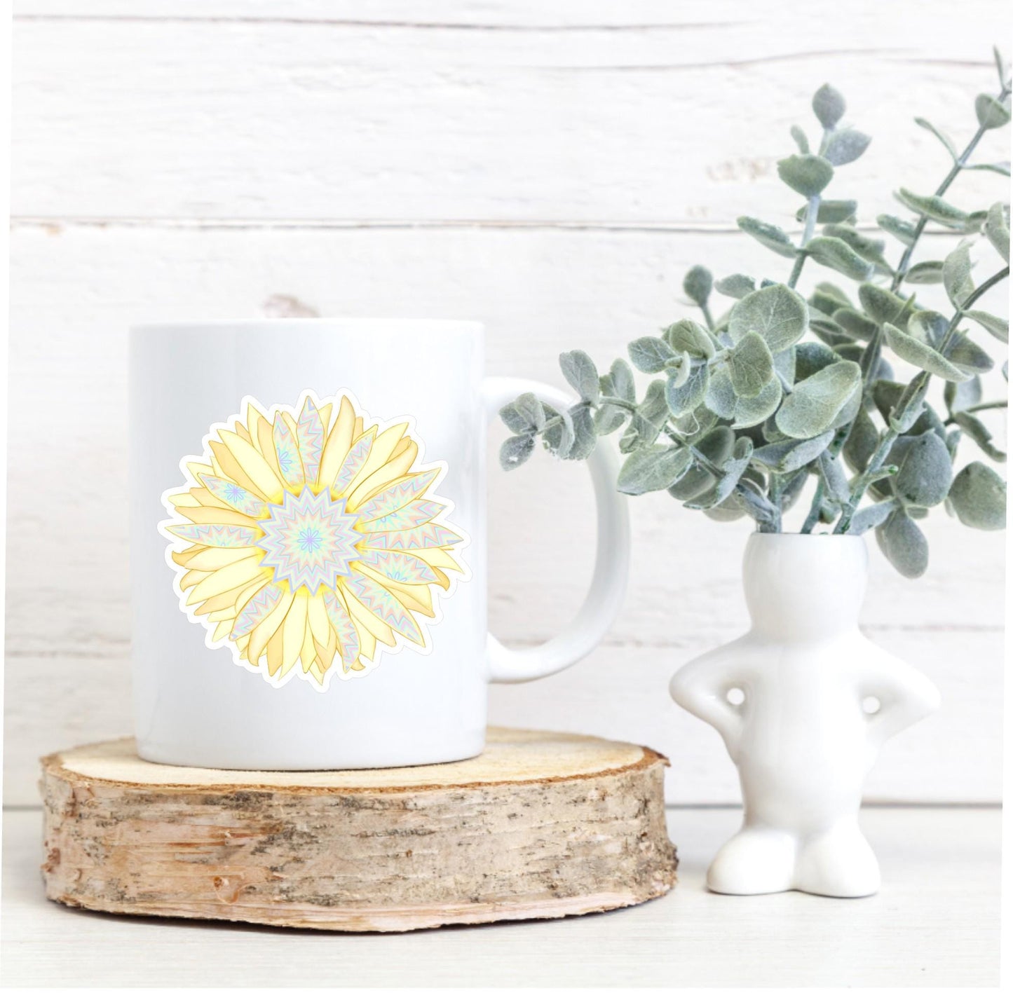 Golden Sunburst Vinyl Sticker || Boho Sunflower Mandala Decal