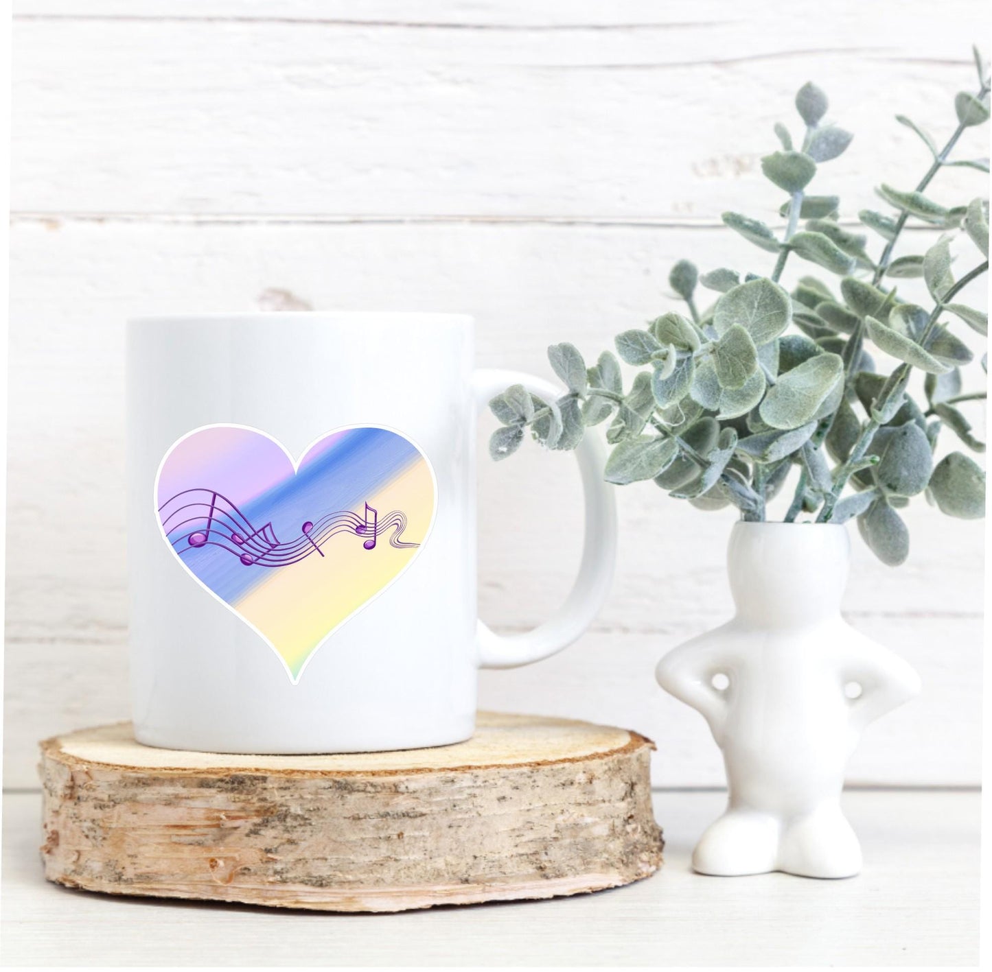 MUSIC HEART Vinyl Sticker || Harmony Note Sticker, Pastel Heart Decal, Aesthetic Music Lover Gift, Laptop Sticker, Water Bottle Sticker