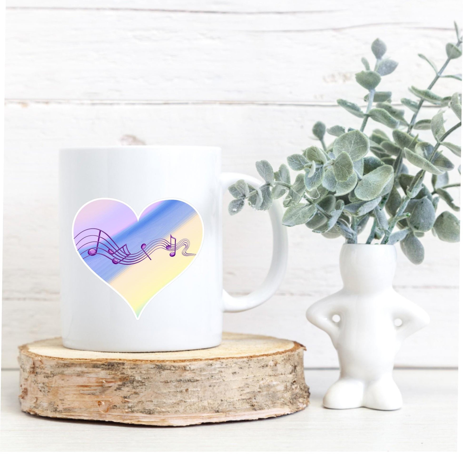 MUSIC HEART Vinyl Sticker || Harmony Note Sticker, Pastel Heart Decal, Aesthetic Music Lover Gift, Laptop Sticker, Water Bottle Sticker