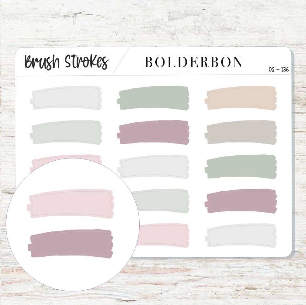 BRUSH STROKES Aesthetic || Neutral Planner Sticker Labels, Paint Brush swatches, Minimal, Functional
