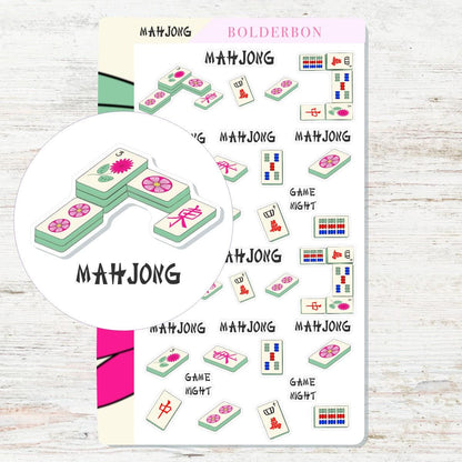 Mahjong | Cute Stickers, Planner, Game Night, Mahjongg, Play, Sticker Set, Sticker Kit, Tile Game