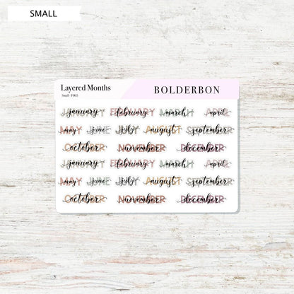 Aesthetic Layered Month Stickers || Script Month Labels for Planners, Journals, and Calendars