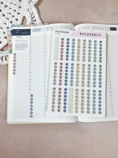 Weekly Checklist Stickers - Pastel || Days of the Week Planner Labels