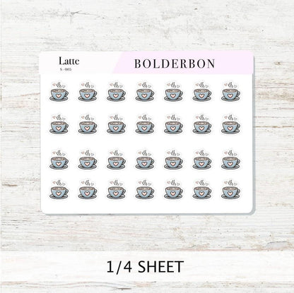 LATTE Icon Stickers || Planner Stickers, Coffee, Mocha, Tea, Cappuccino