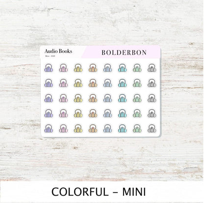 AUDIO BOOKS Stickers || Cute, Aesthetic and Classic Icon Labels, Listening To for Planners, Journals