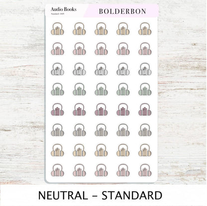 AUDIO BOOKS Stickers || Cute, Aesthetic and Classic Icon Labels, Listening To for Planners, Journals