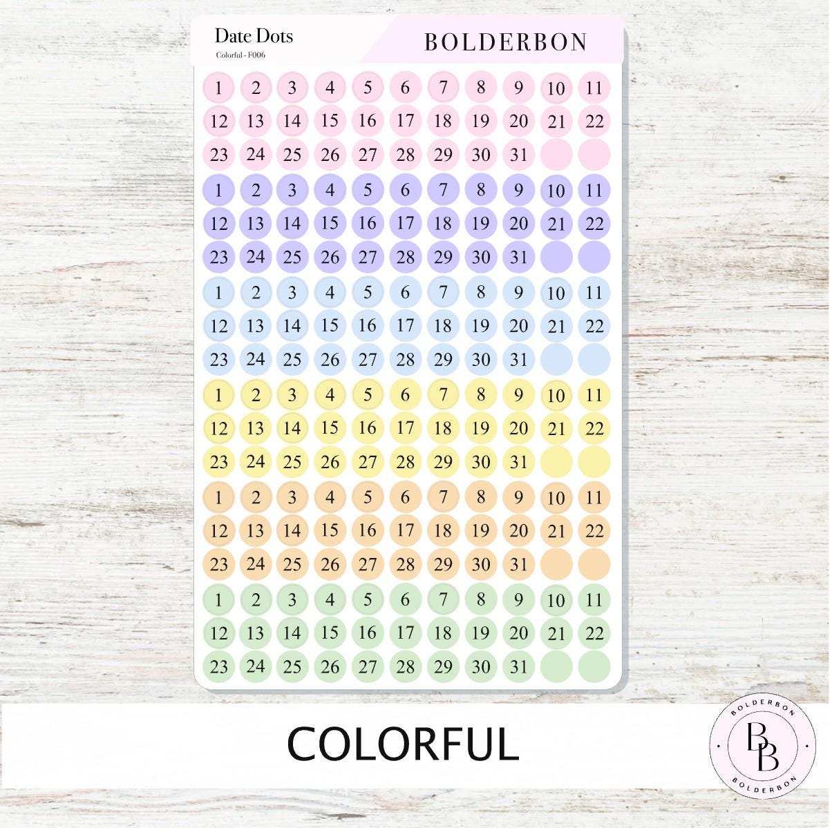 DATE DOT Stickers for Planners || Minimal & Colorful Circle Number Labels for Calendars, Journals, and Monthly Setups