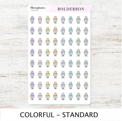 MICROPHONE Stickers || Cute Podcast, YouTube + Voiceover Icon Labels for Planners, Journals, or Content Creators