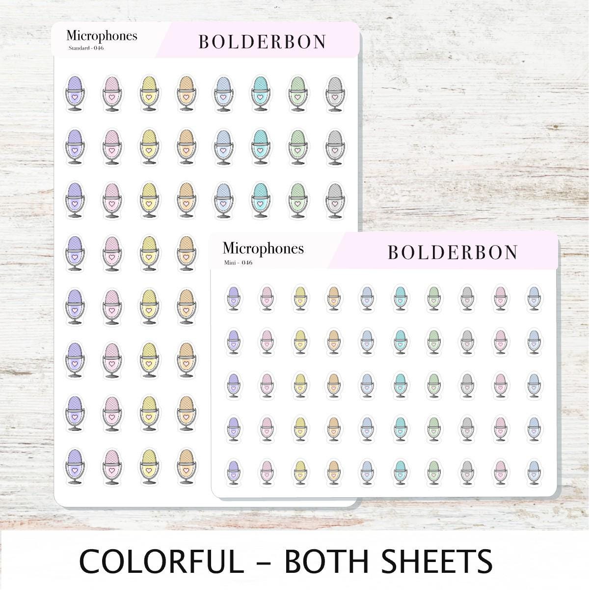 MICROPHONE Stickers || Cute Podcast, YouTube + Voiceover Icon Labels for Planners, Journals, or Content Creators