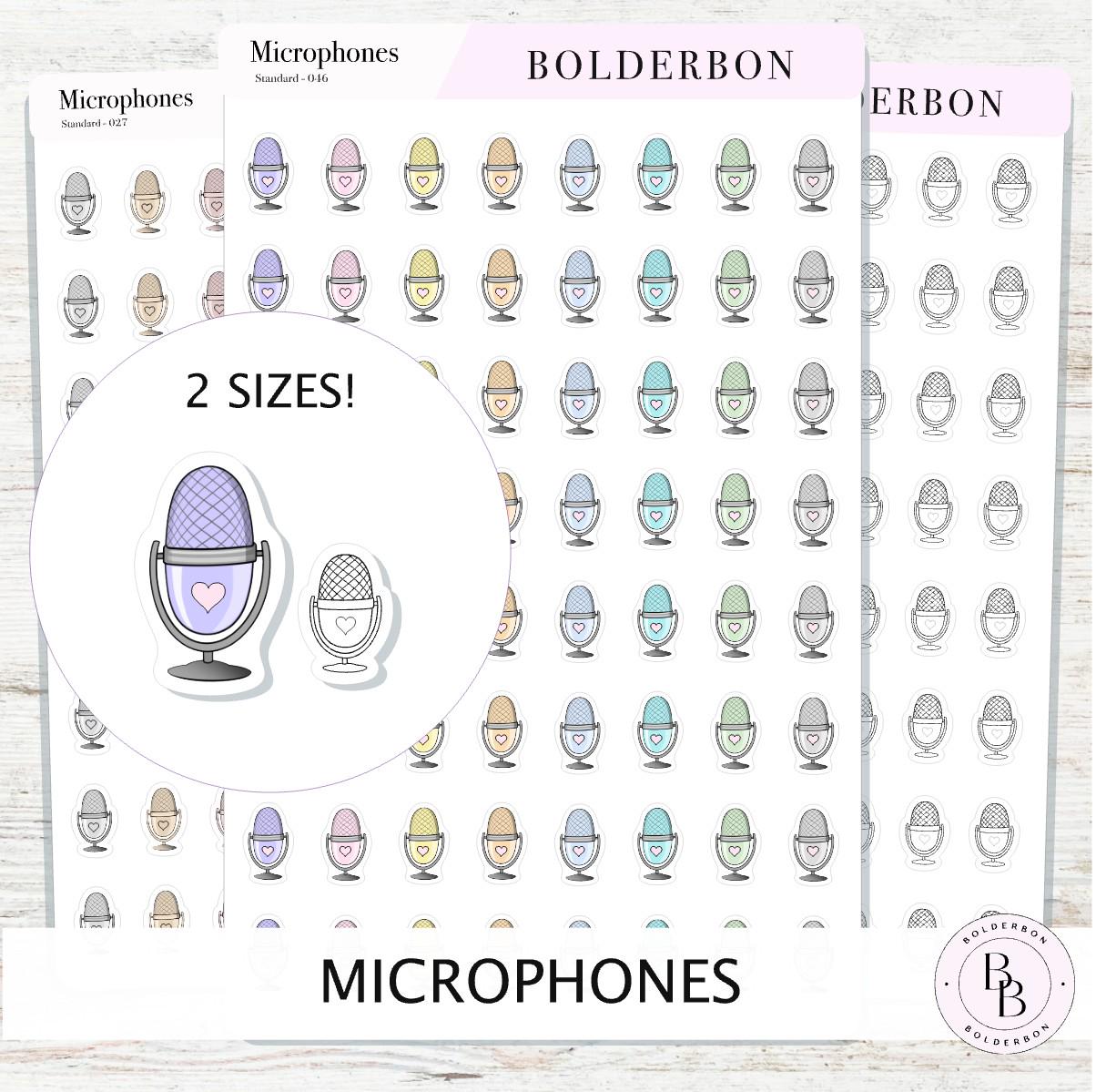 MICROPHONE Stickers || Cute Podcast, YouTube + Voiceover Icon Labels for Planners, Journals, or Content Creators