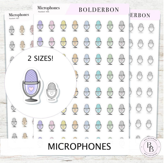 MICROPHONE Stickers || Cute Podcast, YouTube + Voiceover Icon Labels for Planners, Journals, or Content Creators