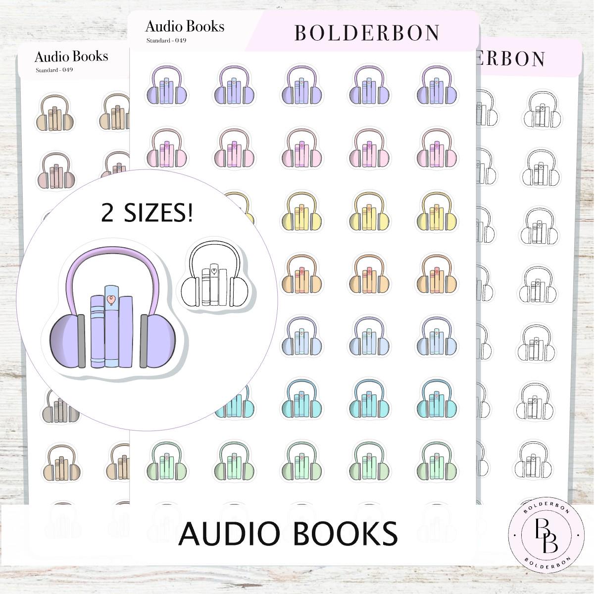 AUDIO BOOKS Stickers || Cute, Aesthetic and Classic Icon Labels, Listening To for Planners, Journals
