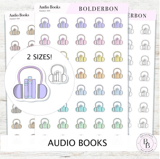 AUDIO BOOKS Stickers || Cute, Aesthetic and Classic Icon Labels, Listening To for Planners, Journals