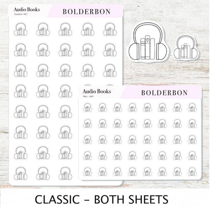 AUDIO BOOKS Stickers || Cute, Aesthetic and Classic Icon Labels, Listening To for Planners, Journals