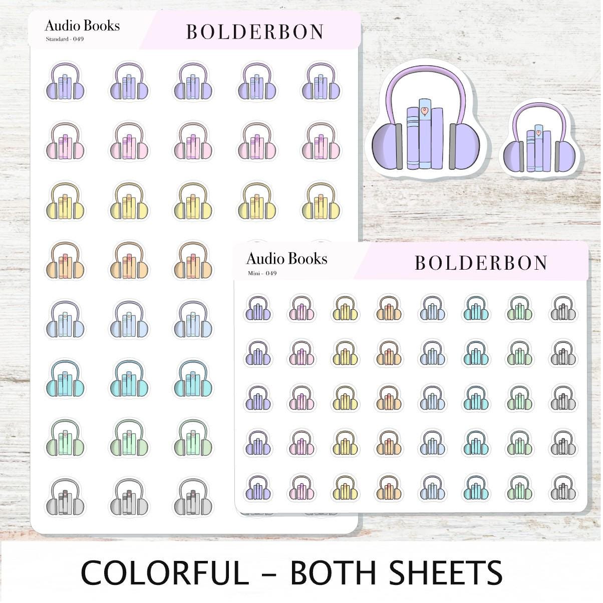 AUDIO BOOKS Stickers || Cute, Aesthetic and Classic Icon Labels, Listening To for Planners, Journals