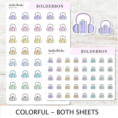AUDIO BOOKS Stickers || Cute, Aesthetic and Classic Icon Labels, Listening To for Planners, Journals