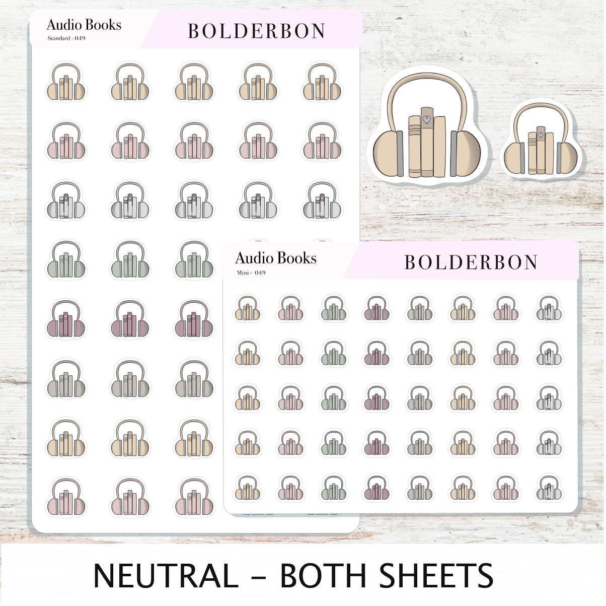 AUDIO BOOKS Stickers || Cute, Aesthetic and Classic Icon Labels, Listening To for Planners, Journals