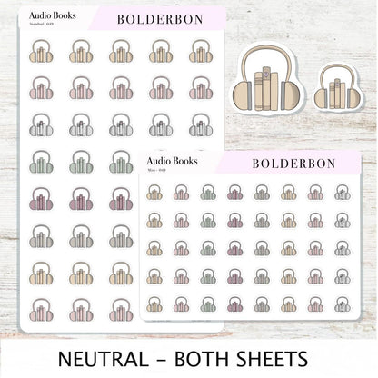AUDIO BOOKS Stickers || Cute, Aesthetic and Classic Icon Labels, Listening To for Planners, Journals