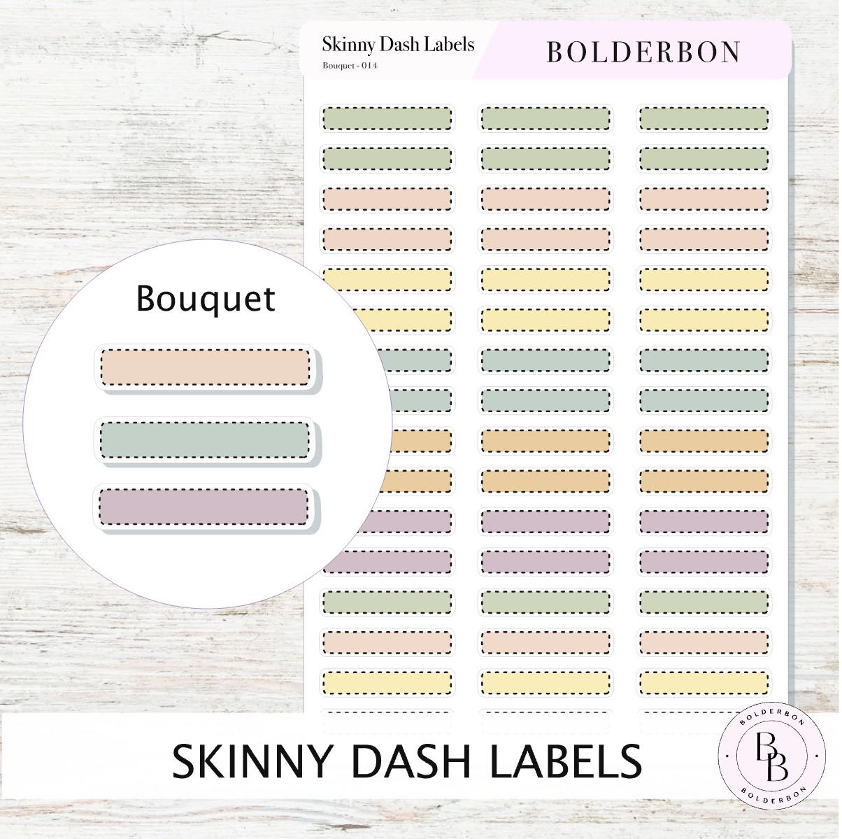 BOUQUET Skinny Dash Labels || Erin Condren Colors, Planner Stickers, Minimal Aesthetic,