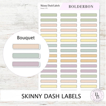 BOUQUET Skinny Dash Labels || Erin Condren Colors, Planner Stickers, Minimal Aesthetic,
