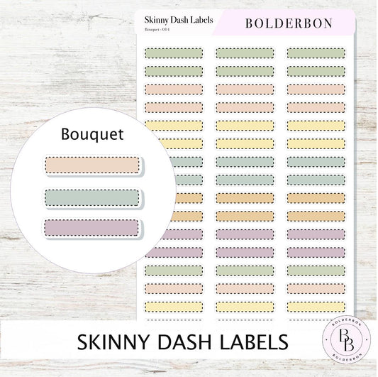 BOUQUET Skinny Dash Labels || Erin Condren Colors, Planner Stickers, Minimal Aesthetic,