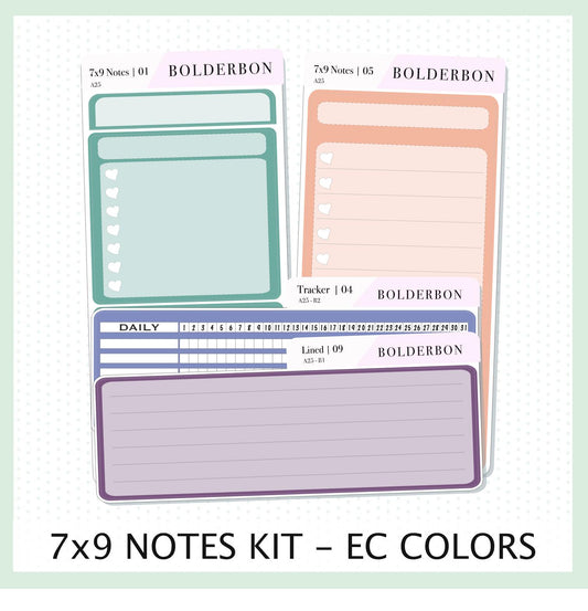7x9 Notes Kit EC Colors || For 2025/2026 Erin Condren Planners • Dashboard • Vertical • Daily Duo • Hourly • Compact Vertical • Horizontal