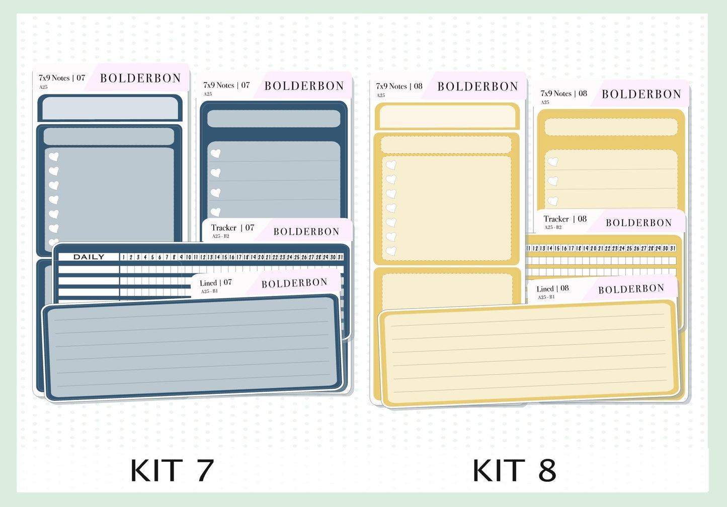 7x9 Notes Kit EC Colors || For 2025/2026 Erin Condren Planners • Dashboard • Vertical • Daily Duo • Hourly • Compact Vertical • Horizontal