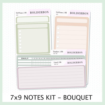 7x9 Notes Kit EC Bouquet || For 2025/2026 Erin Condren Planners • Dashboard • Vertical • Daily Duo • Hourly • Compact Vertical • Horizontal