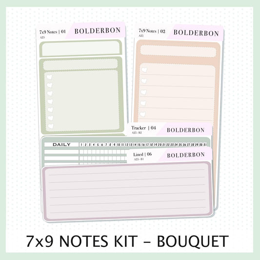 7x9 Notes Kit EC Bouquet || For 2025/2026 Erin Condren Planners • Dashboard • Vertical • Daily Duo • Hourly • Compact Vertical • Horizontal