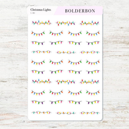 CHRISTMAS LIGHT Stickers || Holiday Dividers, Borders, Garland Decorations for Planners, Calendars & Journals