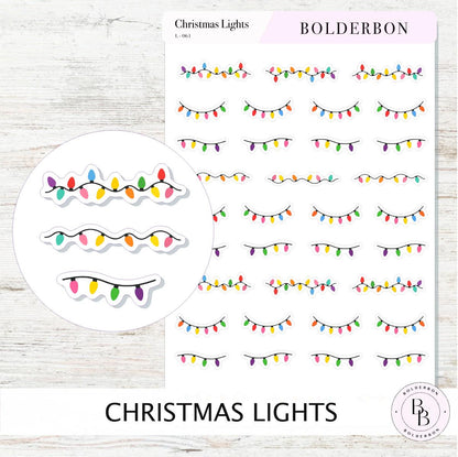 CHRISTMAS LIGHT Stickers || Holiday Dividers, Borders, Garland Decorations for Planners, Calendars & Journals