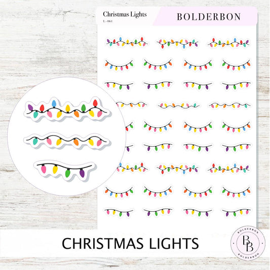 CHRISTMAS LIGHT Stickers || Holiday Dividers, Borders, Garland Decorations for Planners, Calendars & Journals