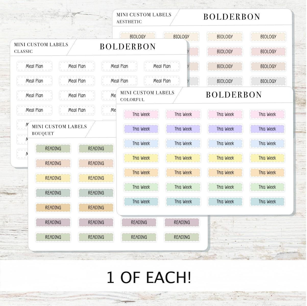 CUSTOM MINI LABELS Text Stickers || Functional Stickers for School Subjects, Teacher, Work, & Organizing, Academic Planner, Personalized