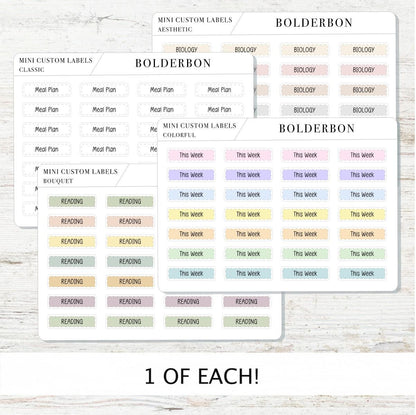 CUSTOM MINI LABELS Text Stickers || Functional Stickers for School Subjects, Teacher, Work, & Organizing, Academic Planner, Personalized