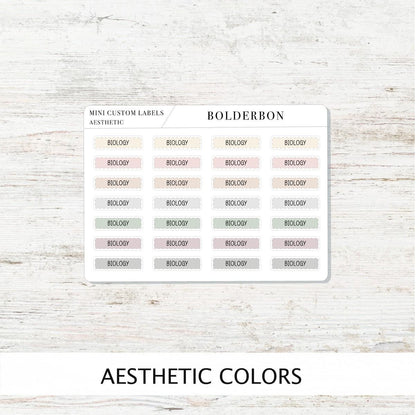 CUSTOM MINI LABELS Text Stickers || Functional Stickers for School Subjects, Teacher, Work, & Organizing, Academic Planner, Personalized