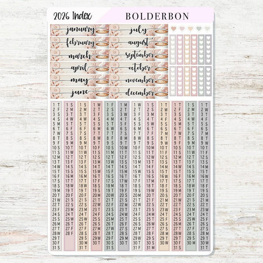 2026 HOBONICHI COUSIN Yearly Index Date Strips - Aesthetic || A5 Cousin, Day Free, Monthly Headers, Calendar Stickers, Year At A Glance