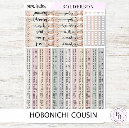 2026 HOBONICHI COUSIN Yearly Index Date Strips - Aesthetic || A5 Cousin, Day Free, Monthly Headers, Calendar Stickers, Year At A Glance