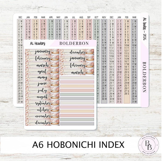2026 A6 HOBONICHI Index - Aesthetic || Monthly Headers, Calendar Stickers, Year At A Glance, Hobonichi Techo Original, Hon, Avec, Day Free